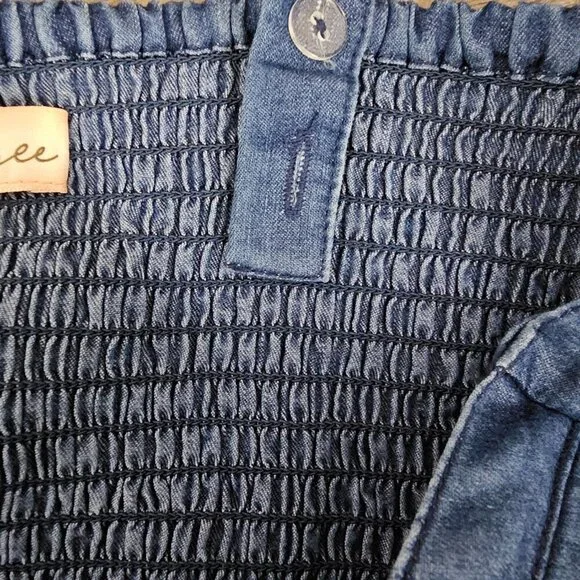 ❤️203 Band Of the Free Chambray Denim Floral Boho Tier Midi Dress - Picture 6 of 10